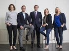 Los cinco vicesecretarios del PP de Madrid: de izq. a dcha., Isabel Díaz Ayuso, Alfonso Serrano, Antonio González-Terol, Ana Camins y María del Mar Blanco