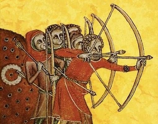 Arqueros ingleses equipados con arco largo