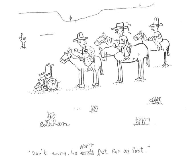 La viñeta de John Callahan con la que Gus Van Sant explica el título de su filme