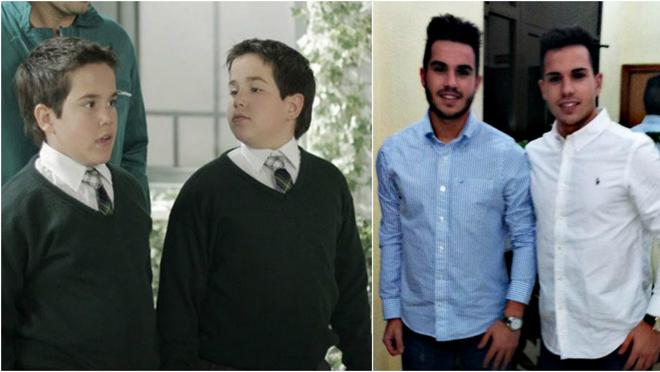 Alejandro y Guillermo Gallego, en sus papeles en «Ana y los 7» y en una fotografía reciente