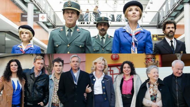 «Cuéntame cómo pasó» (arriba) y «El Ministerio del Tiempo» (abajo) empezaban a las 22.00h durante 2015