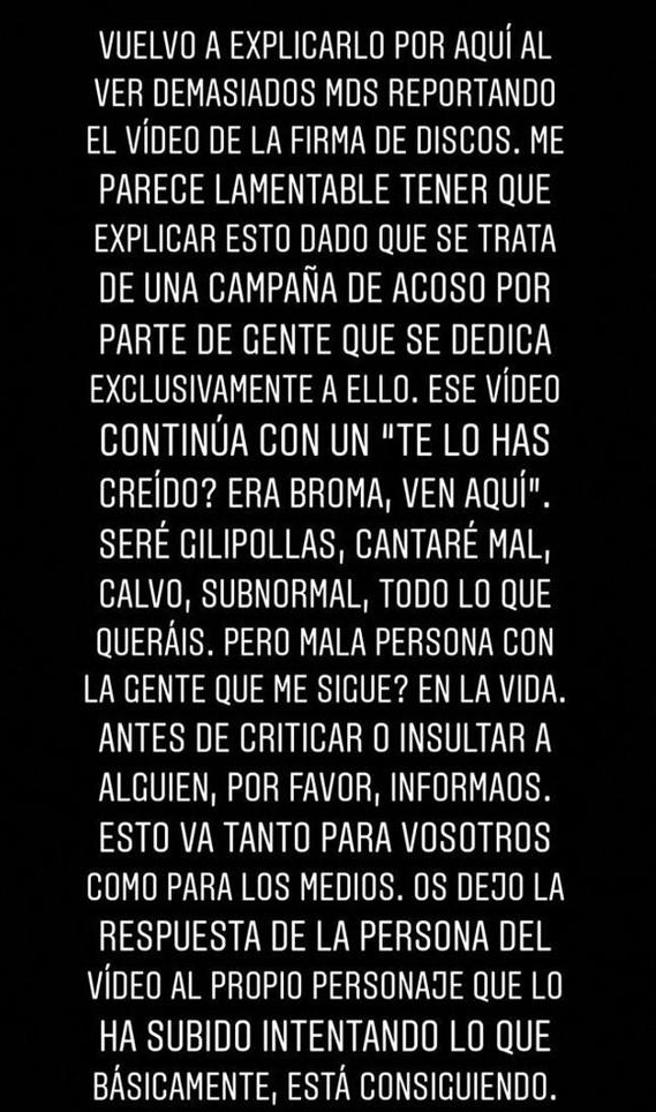 Mensaje de Cepeda en Instagram para explicar lo sucedido