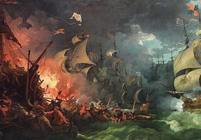 Derrota de la Gran Armada, pintura de Philippe-Jacques de Loutherbourg (1796)