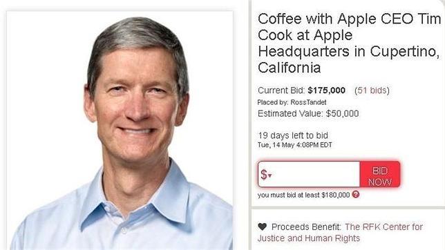 ¿Cuánto pagarías por tomar café con Tim Cook?