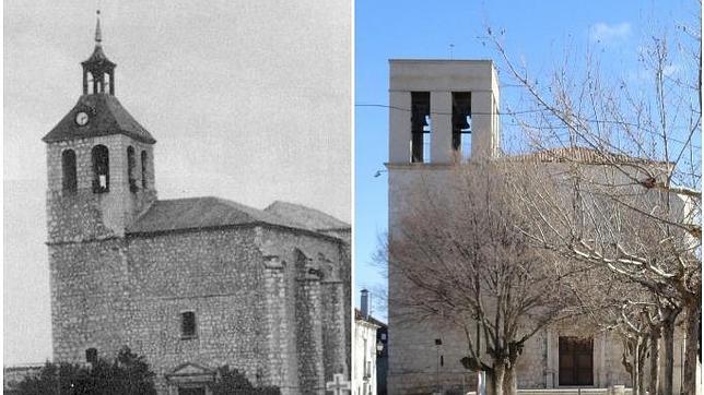 La iglesia, vista antigua y actual
