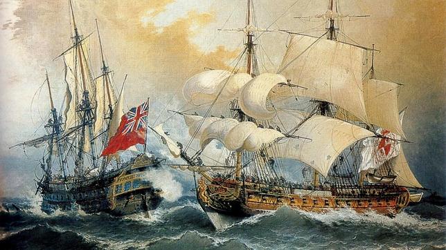 La bandera naval de la Casa Borbón hasta 1785. De la captura del «Stanhope» por Blas de Lezo, en la Guerra de Sucesión