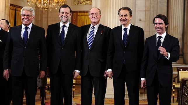 El Rey con cuatro de los seis presidentes con los que compartió la tarea de liderar España