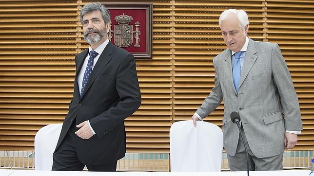 Carlos Lesmes y José Luis Concepción durante el acto esta mañana