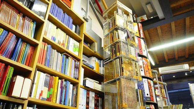 Libros de texto en la Librería Hojablanca, en Toledo