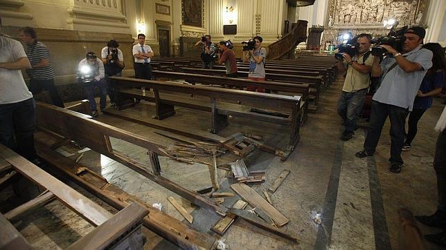Estado en que quedó la zona de la Basílica en la que estalló la bomba