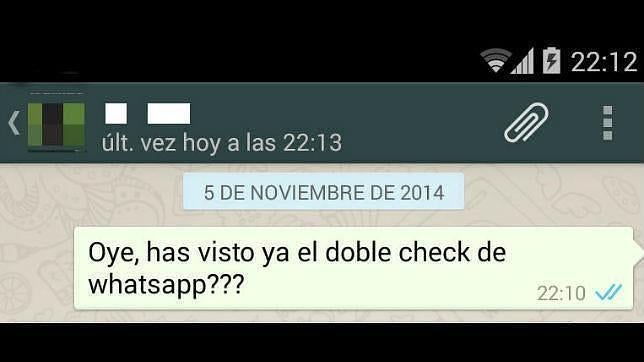Captura de un mensaje en el que aparece el doble «check» azul