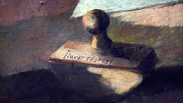 Imagen del detalle del cuadro de Federico Trillo con el conocido «manda huevos»