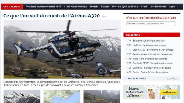 Portada digital del diario francés Le Monde