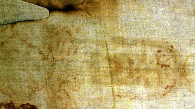 Imagen parcial del Santo Sudario original que se custodia y venera en Turín