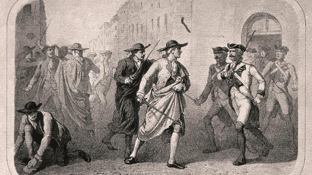 Grabado del Motín de Esquilache, acontecido en 1766