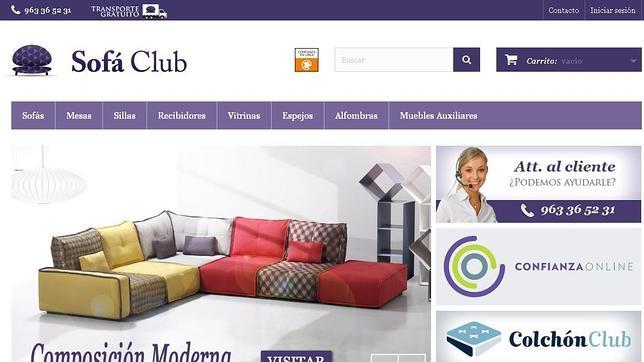 Captura de la página inicial de Sofá Club
