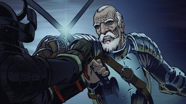 Viñeta del capitán Juan Pablo de Carrión, protagonista del cómic «Espadas del fin del mundo»