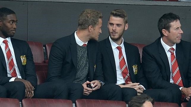 De Gea, en la grada durante un partido del United