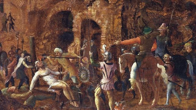 Cuadro del siglo XVI de Lancelot Blondel que recrea cómo vierten oro fundido por la garganta del cadáver de Craso