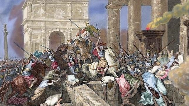Ilustración de «Saqueo de Roma por parte de Alarico»