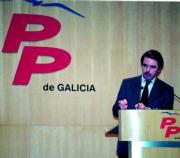 Aznar durante su intervención en el acto de proclamación de Fraga. Luis Cobas