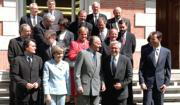 Don Juan Carlos y Don Felipe, con Pilar del Castillo, Joan Clos y Artur Mas, José García