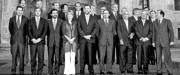 Mariano Rajoy, con los dirigentes autonómicos y máximos responsables del Partido Popular en San Millán de la Cogolla, en La Rioja.EFE