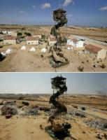 AP Antes y después del paso de los bulldozer por la ex colonia de Morag