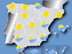 Mapa con las predicciones del tiempo para hoy. / Canal Meteo