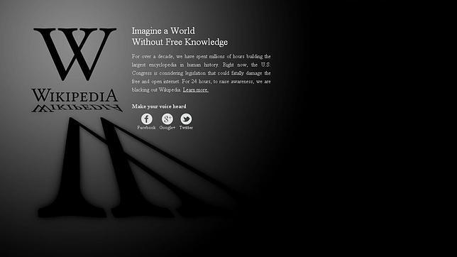 Wikipedia lidera el «apagón» virtual contra la polémica ley antipiratería