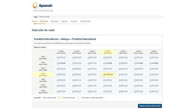 Spanair cancela la compra de vuelos en su web