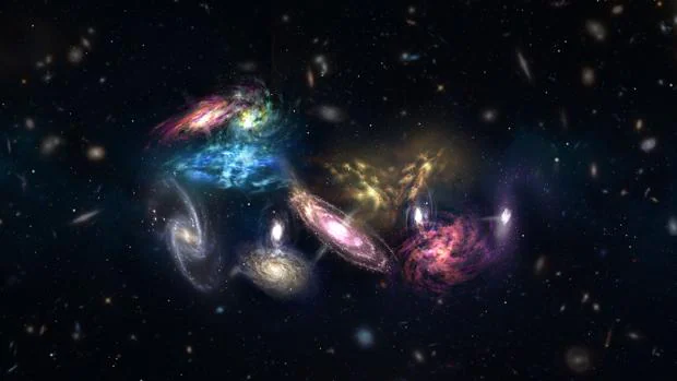 Observan la fusión de 14 galaxias poco después del Big Bang