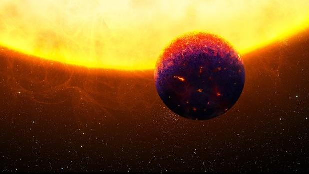 Representación de HD219134 b, un exoplaneta supuestamente cubierto por zafiros y rubíes