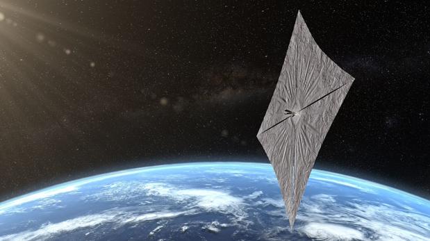 Representación de la LightSail 2. La presión de los fotones hará que gane altitud en su órbita alrededor de la Tierra