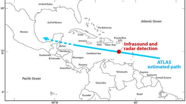 Trayectoria del asteroide 2019 MO