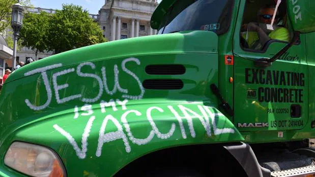 Protestas en contra de las vacunas y el confinamiento en Harrisburg, Pensilvania (EE.UU.), el pasado 15 de mayo