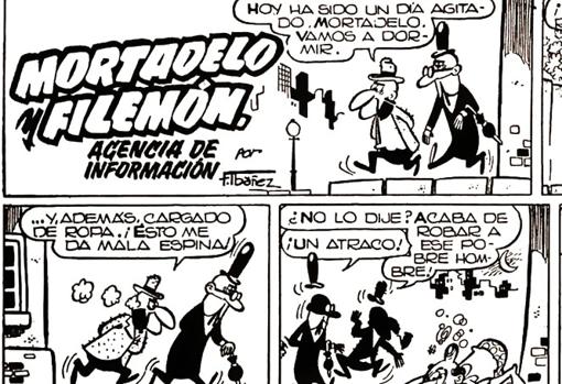 Viñeta de la primera etapa de «Mortadelo y Filemón»