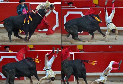 Secuencia de la cogida de Pepín Liria con el cuarto toro