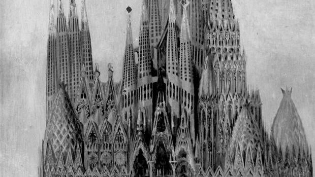 Detalle de una foto inédita de un dibujo de la Sagrada Familia, facilitada por la Universidad de Barcelona en 2016