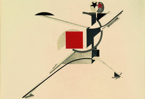 «El hombre nuevo», de El Lisitski. Diseño tridimensional del espectáculo electromecánico «Victoria sobre el sol», 1923