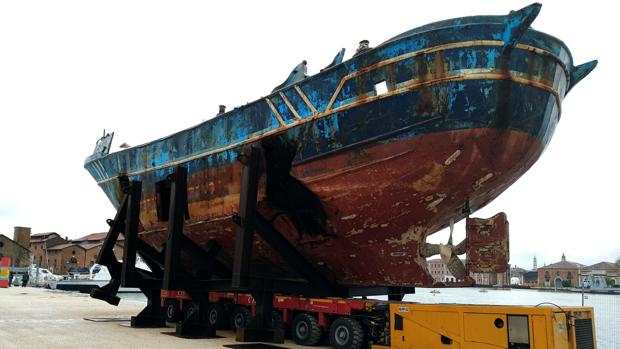 El barco, anclado en el Arsenale de Venecia