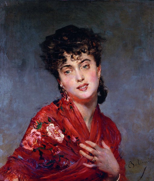 Boldini: «El mantón rojo»