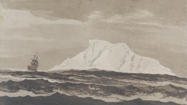 William Hodges creó imágenes espectaculares de la Antártida, como esta recogida en el libro «Navegantes. Diarios y cuadernos de bitácora»