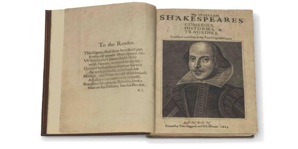 Subastan un ejemplar completo del «First Folio» de Shakespeare, obra cumbre de la literatura