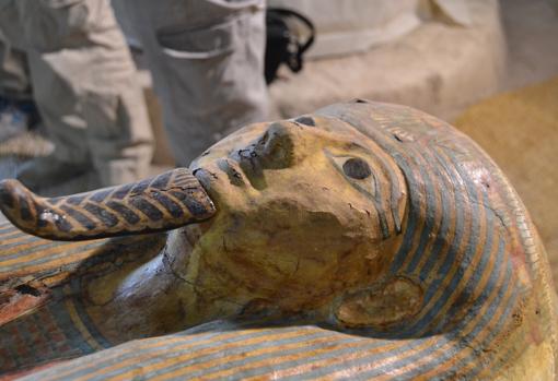 Sarcophagus unearthed by the mission of the Institute for Ancient Egyptian Studies to be exhibited at the Grand Museum in Cairo