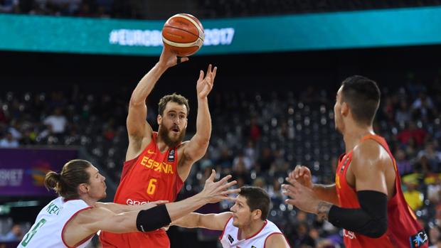 La selección española, contra Hungría