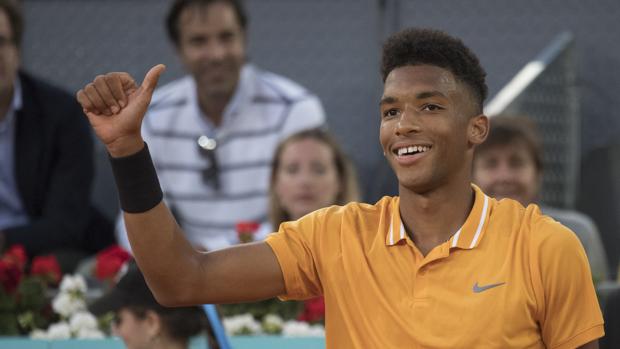 Felix Auger-Aliassime tras su victoria a Denis Shapovalov en el Mutua Madrid Open