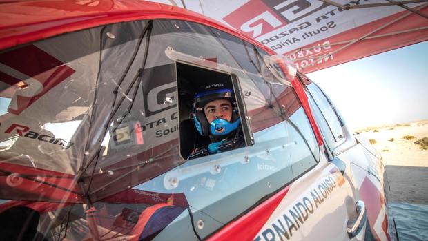 Fernando Alonso en Namibia, ayer
