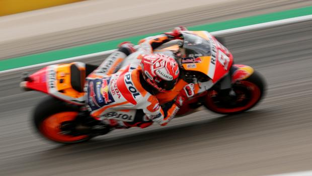 Marc Márquez, durante la carrera en Aragón