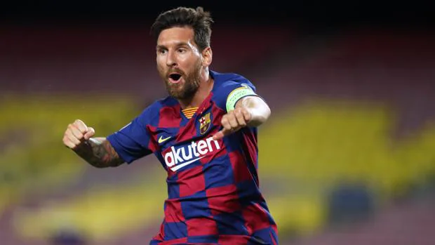 Messi celebra un gol con el Barcelona